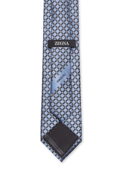 Shop Zegna Light Blue Cento Fili Silk Tie