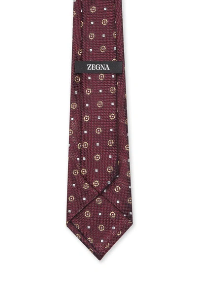 Shop Zegna Ties Grenadine Silk Tie In Burgundy