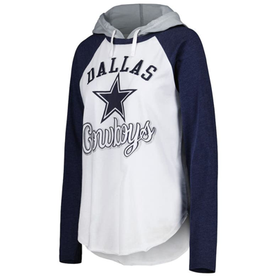 Shop G-iii Sports By Carl Banks G-iii 4her By Carl Banks White Dallas Cowboys Mvp Raglan Hoodie Long Sleeve T-shirt