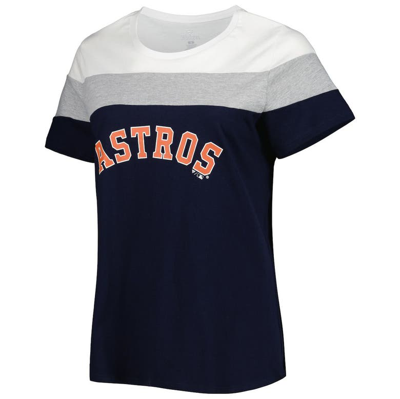 Profile White And Navy Houston Astros Plus Size Colorblock T-shirt in Blue