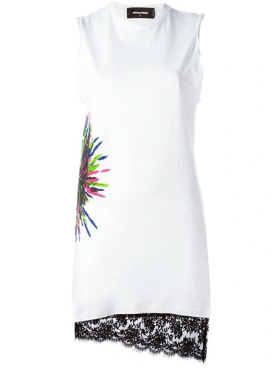 Dsquared2 Printed Jersey Dress In Bianco