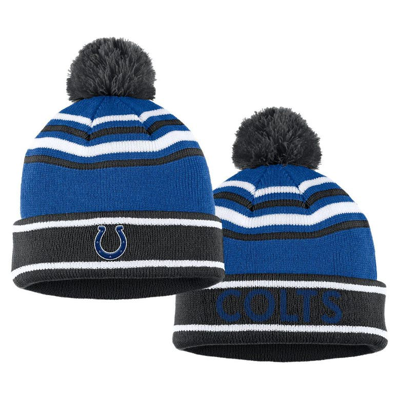 Wear By Erin Andrews Royal Indianapolis Colts Colorblock Cuffed Knit Hat With Pom And Scarf Set In Royal