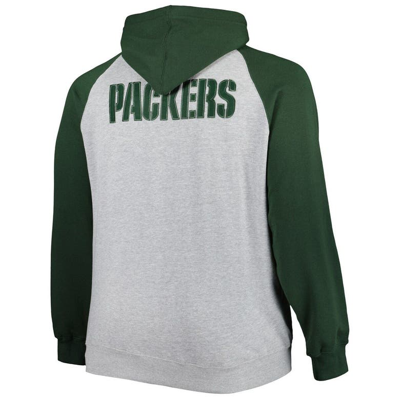 Shop Profile Heather Gray Green Bay Packers Big & Tall Fleece Raglan Full-zip Hoodie Jacket