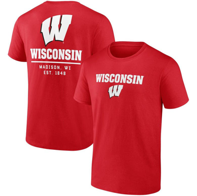 Shop Fanatics Branded Red Wisconsin Badgers Game Day 2-hit T-shirt