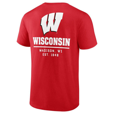 Shop Fanatics Branded Red Wisconsin Badgers Game Day 2-hit T-shirt