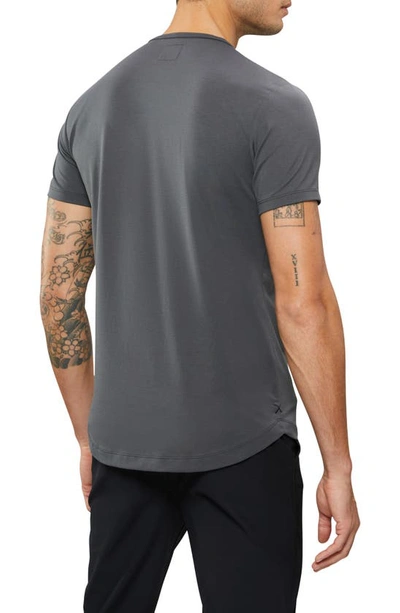Shop Cuts Ao Curved Hem Short Sleeve Henley In Graphite