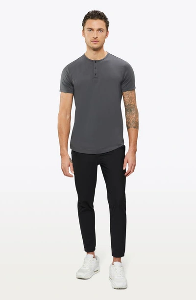Shop Cuts Ao Curved Hem Short Sleeve Henley In Graphite