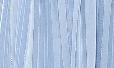 Mac Duggal Tie Neck Tiered Halter Gown In Slate Blue