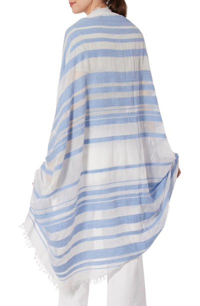 Vince Stripe Wool Blend Scarf In Sky White