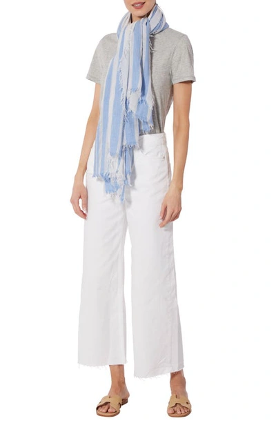 Vince Stripe Wool Blend Scarf In Sky White