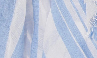 Shop Vince Stripe Wool Blend Scarf In Sky White