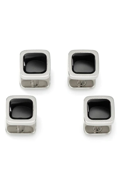 Shop Cufflinks, Inc . Set Of 4 Onyx Cushion Stainless Steel Studs In Black