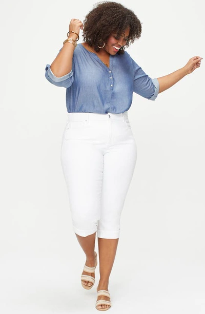 Nydj Marilyn Cool Embrace® Cuff Crop Straight Leg Jeans In Optic White