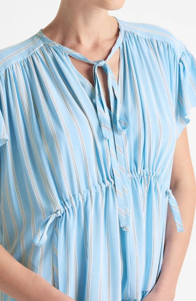 St John Stripe Silk Crepe De Chine Shift Dress In Cornflower Multi