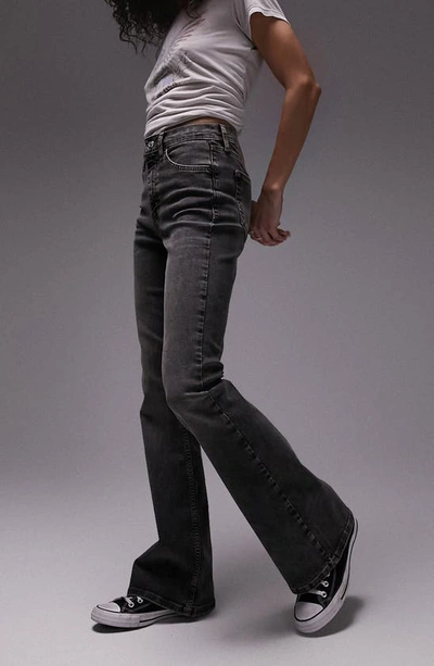 Shop Topshop Jamie Flare Stretch Denim Jeans In Grey