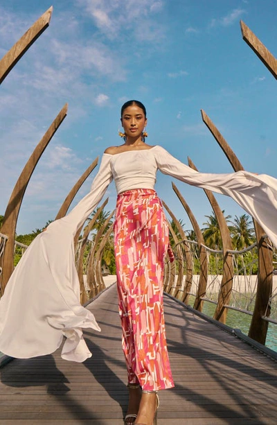 Shop Diarrablu Seur Atoll Print Wrap Skirt In Pink