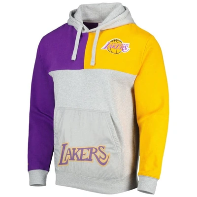 Shop Mitchell & Ness Heather Gray Los Angeles Lakers Tie-breaker Pullover Hoodie