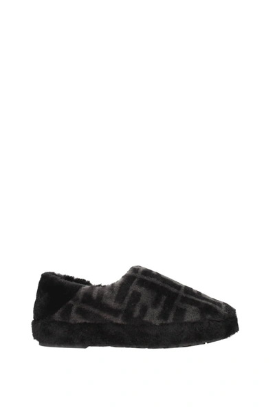 Shop Fendi Slippers Sheepskin Black