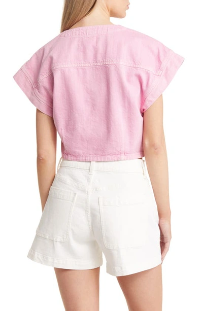 Shop Madewell Garment-dyed Cap Sleeve Cotton Crop Top In Retro Pink