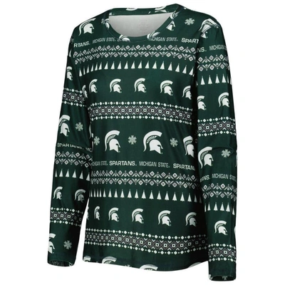Shop Concepts Sport Green Michigan State Spartans Flurry Ugly Sweater Long Sleeve T-shirt & Pants Sleep S