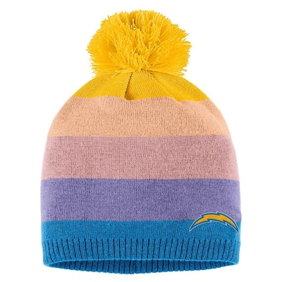 Shop Wear By Erin Andrews Gold Los Angeles Chargers Ombre Pom Knit Hat And Scarf Set