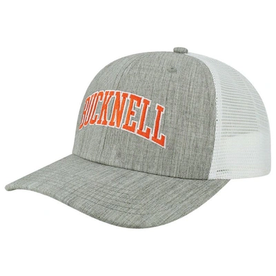 Shop Legacy Athletic Heather Gray/white Bucknell Bison Arch Trucker Snapback Hat