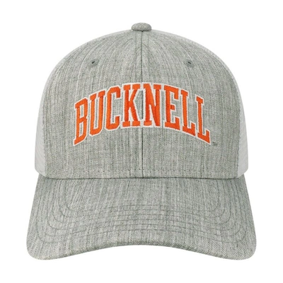 Shop Legacy Athletic Heather Gray/white Bucknell Bison Arch Trucker Snapback Hat
