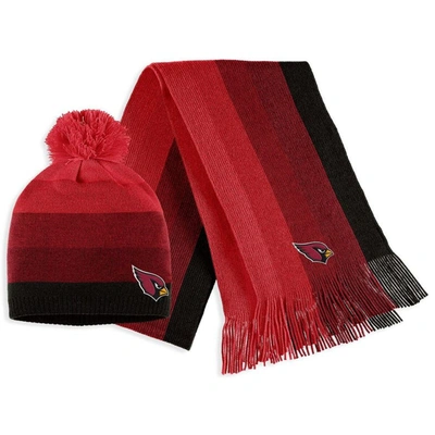 Shop Wear By Erin Andrews Cardinal Arizona Cardinals Ombre Pom Knit Hat And Scarf Set