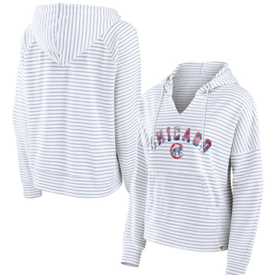 Shop Fanatics Branded White Chicago Cubs Striped Arch Pullover Hoodie