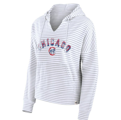 Shop Fanatics Branded White Chicago Cubs Striped Arch Pullover Hoodie