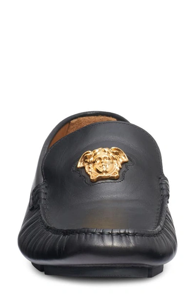 Versace Medusa Head Driving Shoe In Black  Gold