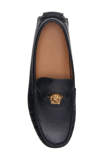 Versace Medusa Head Driving Shoe In Black  Gold