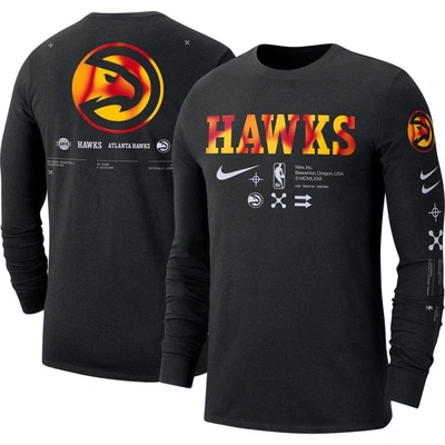 Atlanta Hawks Nike Men's NBA Long-Sleeve T-Shirt in Black, Size: Small | DZ0333-010