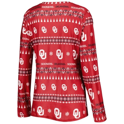 Shop Concepts Sport Crimson Oklahoma Sooners Flurry Ugly Sweater Long Sleeve T-shirt & Pants Sleep Set