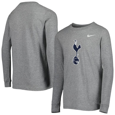 Shop Nike Youth  Heather Gray Tottenham Hotspur Core Long Sleeve T-shirt