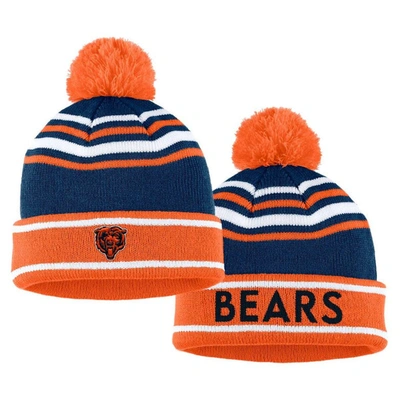 Shop Wear By Erin Andrews Orange Chicago Bears Colorblock Cuffed Knit Hat With Pom And Scarf Set
