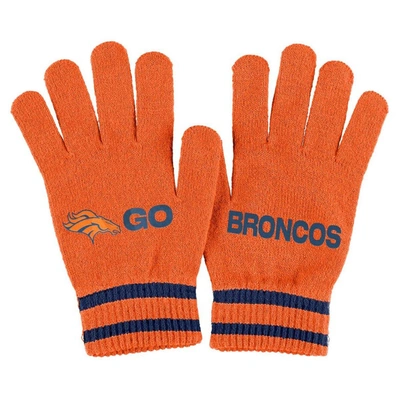 Shop Wear By Erin Andrews Orange Denver Broncos Double Jacquard Cuffed Knit Hat With Pom And Gloves Set