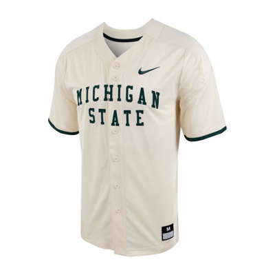 Nike Men's Michigan State Spartans White Throwback Full Button Replica Baseball Jersey, Medium