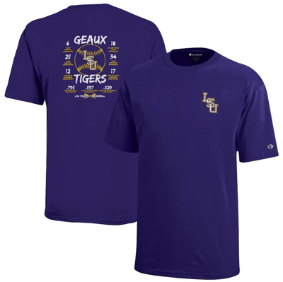 Shop Champion Youth   Purple Lsu Tigers Baseball Accomplishments T-shirt