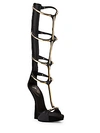 GIUSEPPE ZANOTTI Tall Leather & Suede Gladiator Wedge Boots