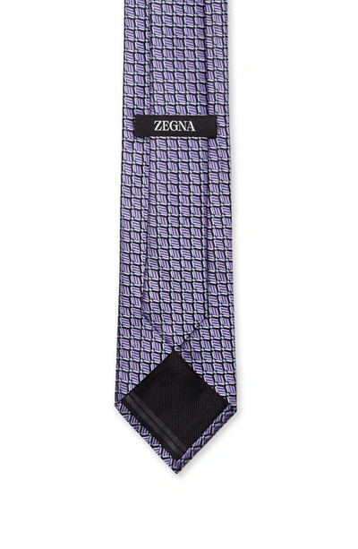 Shop Zegna Quadri Colorati Geometric Silk Tie In Purple