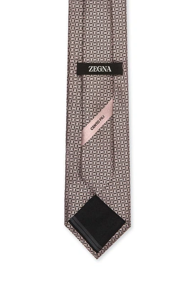 Shop Zegna Cento Fili Geometric Silk Tie In Pink