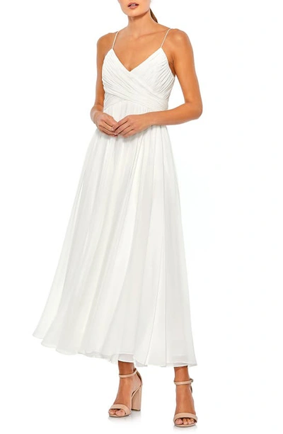 Shop Ieena For Mac Duggal Faux Wrap Midi Cocktail Dress In White