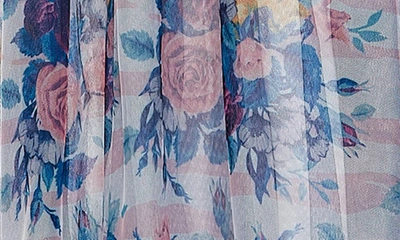 Shop Mac Duggal Floral Tie Strap Gown In Blue Multi