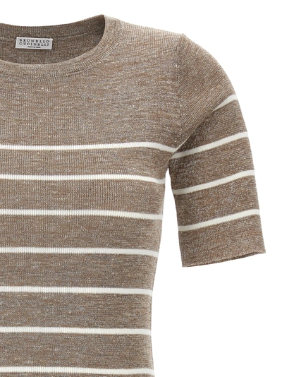 Shop Brunello Cucinelli Lurex Striped Sweater Sweater, Cardigans Multicolor