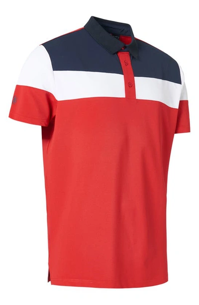 Shop Abacus Berrow Colorblock Golf Polo In Red