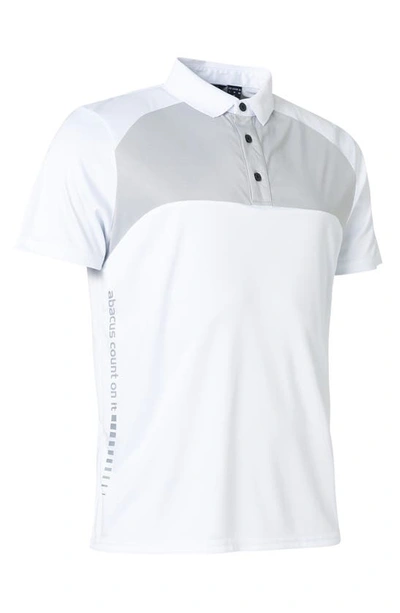 Shop Abacus Pennard Colorblock Golf Polo In White/ Light Grey