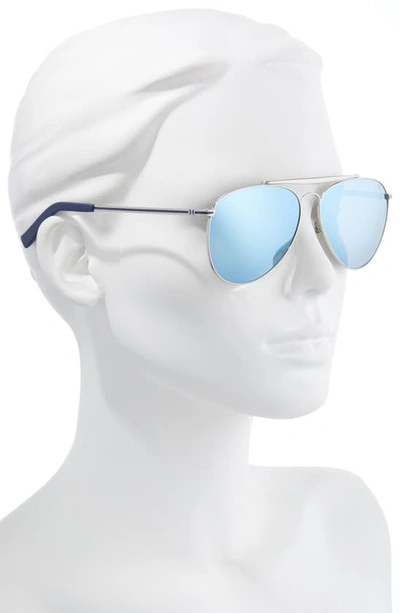 Hurley Shorebreak 60mm Polarized Aviator Sunglasses In Silver/ Smoke