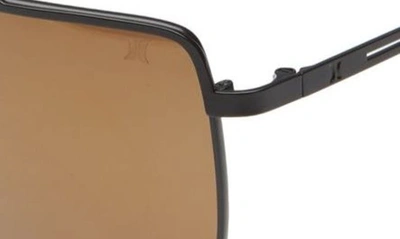 Hurley Explorer 58mm Polarized Navigator Sunglasses In Matte Black/ Brown Base