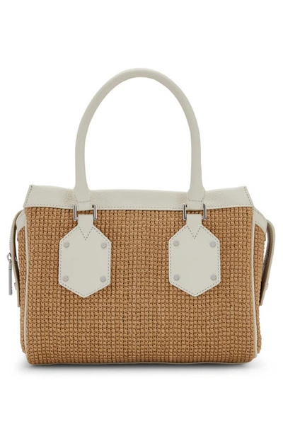 Shop Hugo Boss Ivy Woven Top Handle Bag In White/ Natural